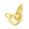 Brass Fold Over Clasps, Cadmium Free & Nickel Free & Lead Free, Heart, Real 18K Gold Plated, 20mm, Hole: 1.2mm