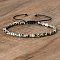 Natural Dalmatian Jasper Beaded Braided Bracelets, Adjustable Women's Bracelets, Inner Diameter: 16cm, Bead: 4~4.5x2~2.5mm