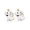 304 Stainless Steel Enamel Pendants, White Pet Charms, Ion Plating(IP), Real 18K Gold Plated, Dog, 15.5x9.5x3.5mm, Hole: 1.5mm