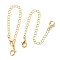 2Pcs Brass Curb Chains Extender, End Chains with Double Zinc Alloy Lobster Claw Clasps, Golden, 123~130mm