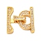 Brass Micro Pave Clear Cubic Zirconia Fold Over Clasps, Cadmium Free & Nickel Free & Lead Free, Real 18K Gold Plated, 24mm