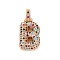Brass Micro Pave Cubic Zirconia Pendants, Nickel Free, Real 18K Gold Plated, Colorful, Letter B, 18.5~24x12.5~25.5x5~5.5mm, Hole: 5x3mm