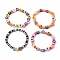 4Pcs 4 Styles Halloween Theme Flower Polymer Clay Beaded Stretch Bracelet Sets, Stackable Bracelets, Mixed Color, Inner Diameter: 2-1/8 inch(5.5cm), 1pc/style