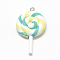 Handmade Polymer Clay Big Pendants, Lollipop, Colorful, 43~52x27~29x7~10mm, Hole: 2mm