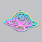 Ion Plating(IP) 201 Stainless Steel Pendants, Laser Cut, Planet, Rainbow Color, 25.5x40x1mm, Hole: 1.4mm