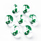 Transparent Glass Enamel Beads, Hand Drawn Beads, Round with Cartoon, Green, 13.5~14x12~12.5x11.5mm, Hole: 1.6~2mm
