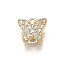 Brass Micro Pave Cubic Zirconia Links, Nickel Free, Real 18K Gold Plated, Butterfly, Clear, 7x6.5x2mm, Hole: 1mm