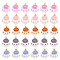 30pcs 5 colors Transparent Glass Pendants, with Golden Tone Alloy Loops and Enamel, Cat Paw, Mixed Color, 18.5x14.5x7.5mm, Hole: 1.6mm, 6pcs/color