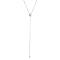 925 Sterling Silver Pave Clear Cubic Zirconia Ring Long Tassel Y Necklaces for Office Wear, Silver, 17.72 inch(45cm)