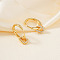 Elegant U-shaped Brass Clear Cubic Zirconia Hoop Earrings, Golden, 23x7mm
