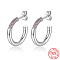 Anti-Tarnish Rhodium Plated 925 Sterling Silver Ring Stud Earrings, Purple Cubic Zirconia Half Hoop Earrings, with S925 Stamp, Platinum, 20x3mm