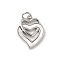 Brass Pave Natural White Shell Pendants, Heart Charms with Jump Rings, Long-Lasting Plated, Lead Free & Cadmium Free, Rack Plating, Platinum, 17x13x3mm, Hole: 3mm