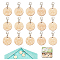 Wood Flat Round with Paw Print Pendant Locking Stitch Markers, Crochet Lobster Clasp Charms, Old Lace, 3.3cm, 15pcs/set