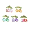 5Pcs 5 Colors Dyed Frosted Synthetic Moonstone Cherry Pendants, with Transparent Acrylic Leaf & 304 Stainless Steel Jump Rings, Golden, Mixed Color, 19.5x17x8mm, Hole: 3.5mm, 1pc/color