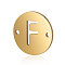Stainless Steel Links connectors, Flat Round with Letter, Golden, Letter.F, 12x0.8mm, Hole: 0.8mm