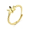 Flower Brass Adjustable Ring Settings, for Half-drilled Beads, Golden, 7.5mm, Inner Diameter: 17.1mm, tray: 8mm, pin: 3x1mm