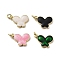 Brass Enamel Charms, Butterfly Charm, with Jump Ring, Rack Plating, Long-Lasting Plated, Lead Free & Cadmium Free, Real 18K Gold Plated, Mixed Color, 8.5x12.5x1.5mm, Hole: 2mm