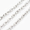 Iron Textured Cable Chains, Unwelded, with Spool, Platinum, 4x3x0.7mm, about 328.08 Feet(100m)/roll