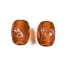 Opaque Handmade Lampwork Beads, Drum, Sandy Brown, 14.5-15x11.5-12mm, Hole: 2mm
