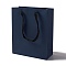 Kraft Paper Bags, with Ribbon Handles, Gift Bags, Shopping Bags, Rectangle, Prussian Blue, 28x23x9.7cm; Fold: 28x23x0.4cm