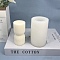 DIY Sand Glass Shaped Striped Pillar Candle Silicone Molds, 3D Cylindrical Tall Roman Pillar Molds, for Scented Candle Making, White, 6x10.5cm, Inner Diameter: 4.4cm