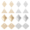 64Pcs 8 Style Brass Charms, Long-Lasting Plated, Rhombus & Triangle, Golden & Silver, 6.5~10.5x6~8.5x0.2~1.5mm, Hole: 1mm, 8pcs/style
