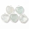 Natural Green Fluorite Pendants, with Silver Color Plated Brass Findings, Heart Charms, 18~19x15~17x7~10mm, Hole: 2mm