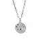 Stainless Steel Rhinestone Flat Round with Eye Pendant Necklaces, Paperclip Chain Necklace for Women, Stainless Steel Color, 17-3/4 inch(45cm)