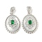 Brass Micro Pave Clear Cubic Zirconia Pendants, Cadmium Free & Nickel Free & Lead Free, with Glass, Oval Charms, Real Platinum Plated, 21x15x6mm, Hole: 4.8x2mm