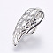 Rack Plating Brass Locket Pendants, Cage Pendants, Wing, Platinum, 24x11x8mm, Hole: 2.5x4mm