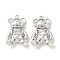 Brass Micro Pave Cubic Zirconia Pendants, Cadmium Free & Nickel Free & Lead Free, Bear, Real Platinum Plated, 16x10.5x3.5mm, Hole: 1mm