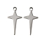 201 Stainless Steel Pendants, Cross Charms, Stainless Steel Color, 16x8x0.5mm, Hole: 1.2mm