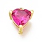 Brass Micro Pave Cubic Zirconia Charms, Long-Lasting Plated, Heart, Golden, Fuchsia, 7x6.5x4mm, Hole: 0.8mm
