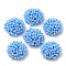 Glass Seed Beaded Cabochons, Cluster Beads, with Golden Plated Iron Perforated Disc Settings, Half Round, Colorful, 19.5x9mm