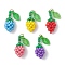 Glass Seed Beaded Rose Pendants, with Real 18K Gold Plated 304 Stainless Steel Jump Rings and Acrylic Leaf, Mixed Color, 18x8x7.5mm