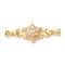 Brass Micro Pave Clear Cubic Zirconia Fold Over Clasps, Cadmium Free & Nickel Free & Lead Free, with Glass, Long-lasting Plated, Real 18K Gold Plated, 60mm, Hole: 5.5mm