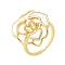 Flower Brass Shell Cuff Ring Settings, for Half Drilled Beads, Rack Plating, Long-Lasting Plated, Lead Free & Cadmium Free, Golden, Inner Diameter: 16mm, Pin: 5x0.8mm