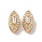Brass Micro Pave Clear Cubic Zirconia Beads, Cadmium Free & Nickel Free & Lead Free, Horse Eye, Real 18K Gold Plated, 10x5x4mm, Hole: 1x2mm