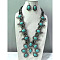 Oval Synthetic Turquoise Dangle Earrings & Pendant Necklaces, Alloy Jewelry Sets, Medium Turquoise, 600~700mm