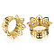 Hollow Out Flower Brass Alloy Ear Tunnels, Golden, 8mm