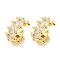 Brass Micro Pave Clear Cubic Zirconia Cuff Earrings, Toroidal, Real 18K Gold Plated, 16.5x8mm