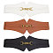 3Pcs 3 Colors Imitation Leather Elastic Corset Belts, Waist Belt with Alloy Clasps for Women Girls, Mixed Color, 27-1/8 inch(69cm), 1pc/color