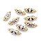 Real 18K Gold Plated Brass Micro Pave Clear Cubic Zirconia Links Connectors, with Enamel, Polygon with Heart, Mixed Color, 37x11.5x11mm, Hole: 2.5mm