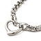 202 Stainless Steel Box Chain Necklaces, 304 Stainless Steel Heart Pendant Necklaces, Stainless Steel Color, 21.05 inch(53.47cm)