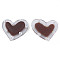 Acrylic Cabochons, with ABS Plastic Imitation Pearl Beads, Heart, Coconut Brown, 21x24x5.5mm