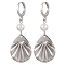 201 Stainless Steel Shell Pearl Hoop Earrings, with Brass Huggie Hoop Earring Findings, Teardrop, Stainless Steel Color, 46x17mm