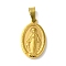 304 Stainless Steel Pendants, Religious, Oval with Saint Charm, Golden, 23.5x14.5x3mm, Hole: 6.5x4mm
