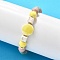 Handmade Porcelain Beads & Synthetic Howlite Beads Stretch Bracelets for Women, with Porcelain & Howlite Charm, Champagne Yellow, Inner Diameter: 2-1/4 inch(5.7cm)