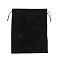 Velvet Pouches, Drawstring Bags, Rectangle, Black, 35~36x28x0.4cm