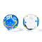 Transparent Handmade Lampwork Beads, Round with Planet Pattern, Dodger Blue, 17x16x15mm, Hole: 1.8~2mm